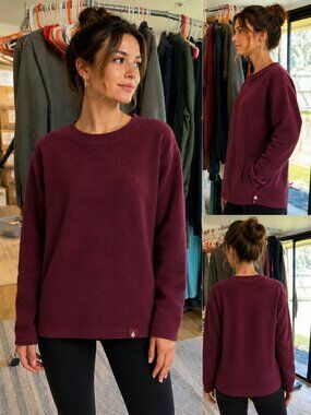 Heat Holders Womens Fleece Pullover Top Burgundy Large
